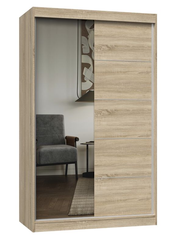 Szafa Przesuwna Topeshop IGA 120 CM A/C 1 LUSTRO SZPROSY DĄB SONOMA 61x120x200 cm 1 szt.