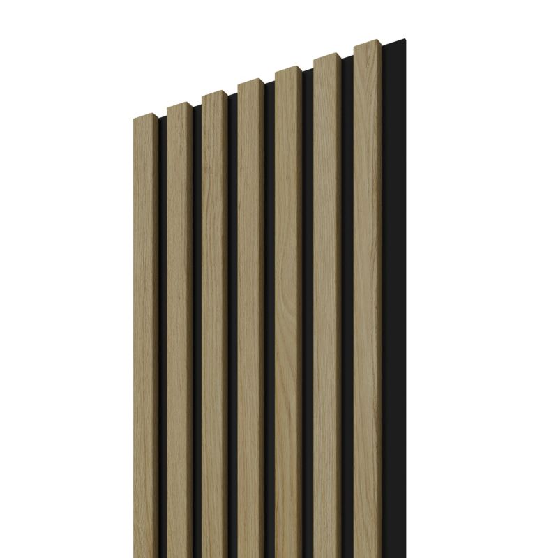 Lamele ścienne na czarnej płycie Stegu SOLID LINE 7S, dąb naturalny 265x30 cm panel dekoracyjny 1 szt.