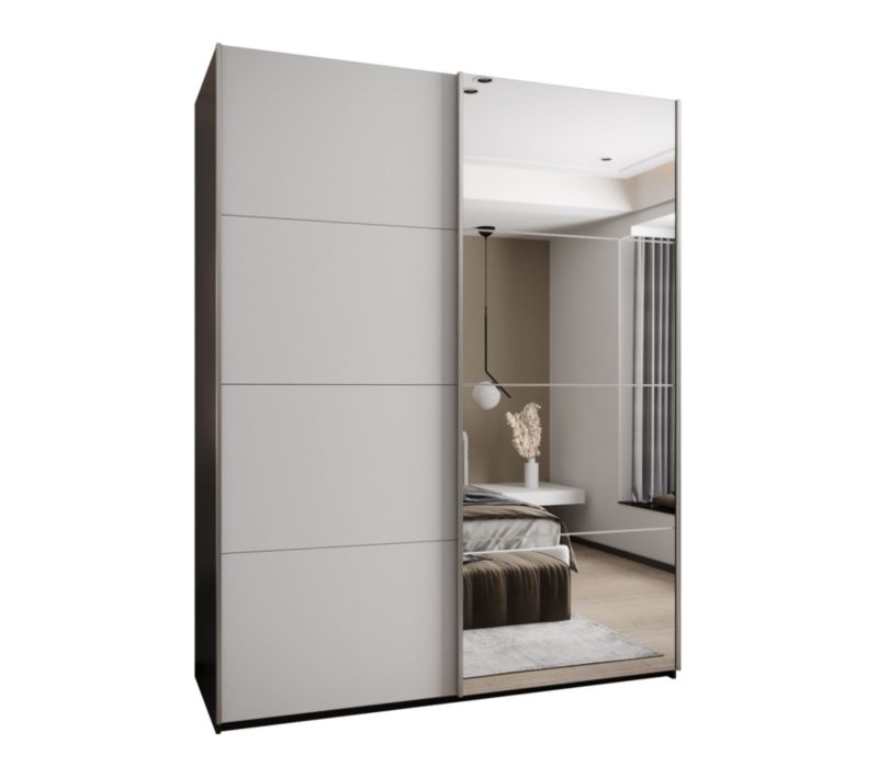 Szafa przesuwna Abiks LUX 3 wysoka szer.200cm czarny/biały/srebrny 1szt.