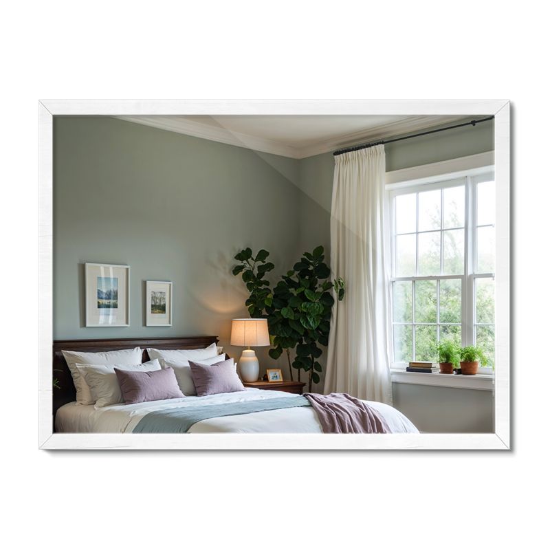 Lustro Prostokątne ArtPrintCave 80 x 60 cm Biała Rama MDF Nowoczesne Uniwersalne 1 szt.