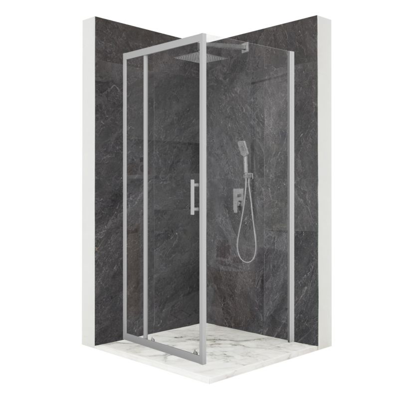 Kabina prysznicowa kwadratowa TECHGLOBE przesuwna srebrna 90x90 szkło 6mm + powłoka 1 szt.