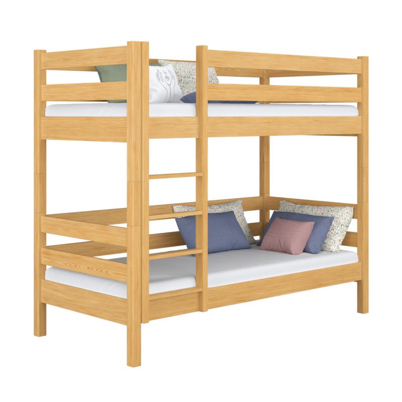Drewniane łóżko N-WOOD piętrowe N01 sosna naturalna 80x180 1szt.