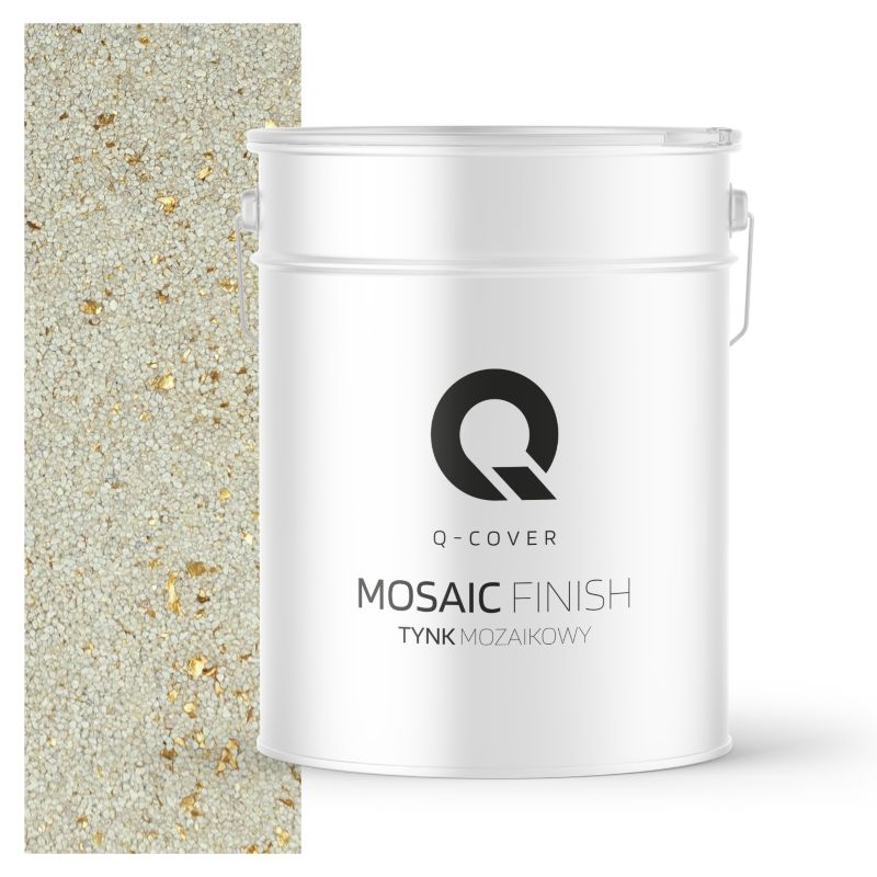 Tynk Mozaikowy Q-Cover Biały ze złotą miką M08 12.5KG