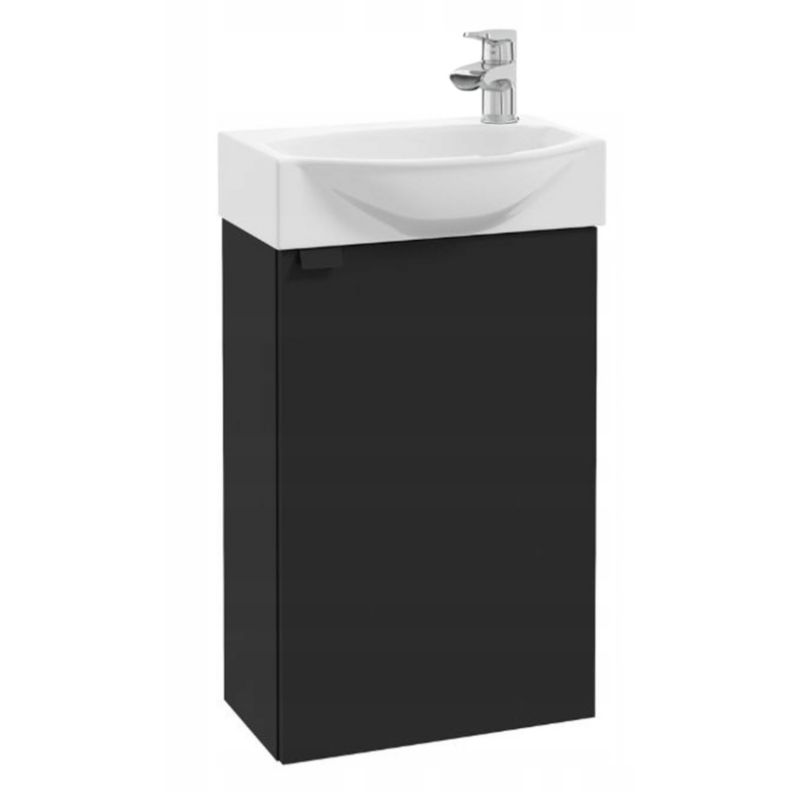 Szafka Łazienkowa Stamar Wisząca z Umywalką 400 x 220 mm Czarna Mat Bateria Chrom 1 szt