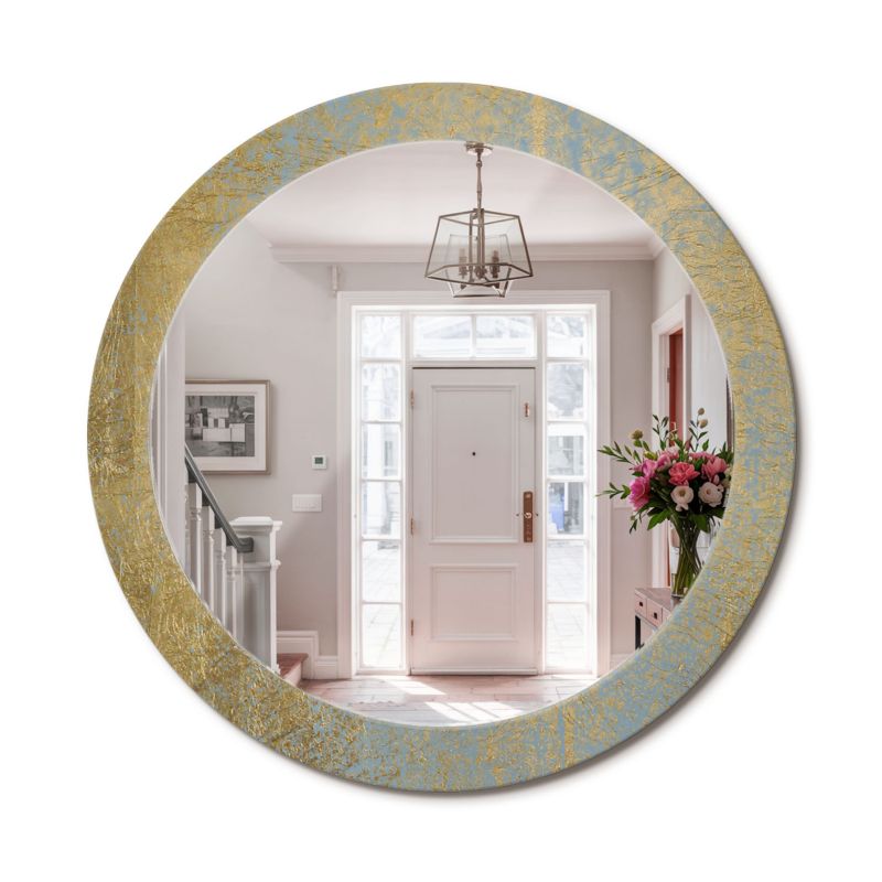 Lustro Okrągłe z Nadrukiem ArtPrintCave 80 cm Loftowy Wzór z Drukowaną Ramką do Przedpokoju 1 szt.