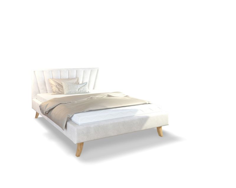 Łóżko tapicerowane MALMO 120x200 SPIJZDROWO białe z materacem 1 szt.