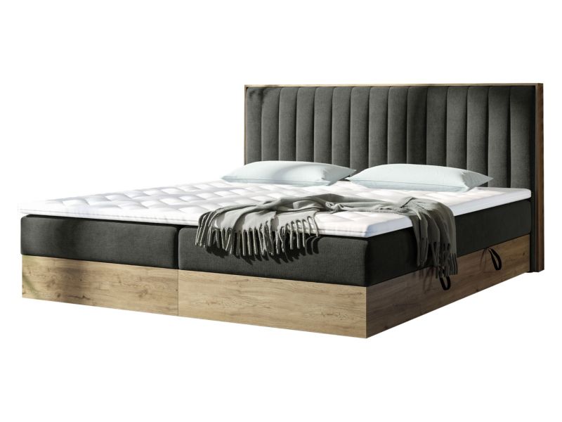 Łóżko kontynentalne MIRJAN 24 Harmony 160x200 szarobrązowy/gold craft oak 1 szt.