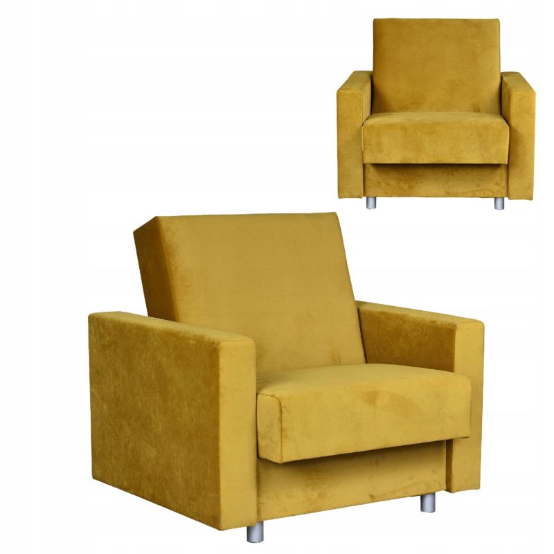 Fotel do salonu rozkładany z pojemnikiem Family Meble Alicja żółty 1szt