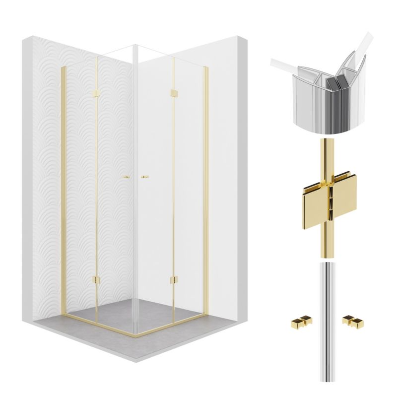 Kabina prysznicowa SEVANTE MAUNA 100x100 kwadratowa składana złota 1 szt.
