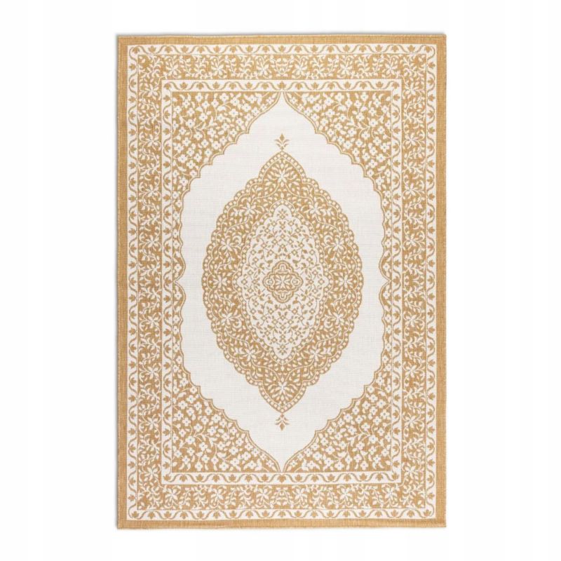 Dywan Elle Decoration na taras 200x290cm dwustronny sznurkowy, żółto kremowy płasko tkany 1 szt.