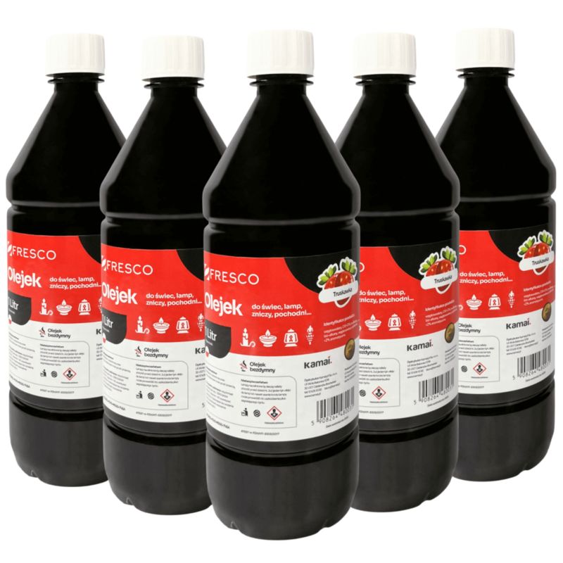 Paliwo olej do lamp, pochodni, świec i zniczy TRUSKAWKA 1L 5 szt.