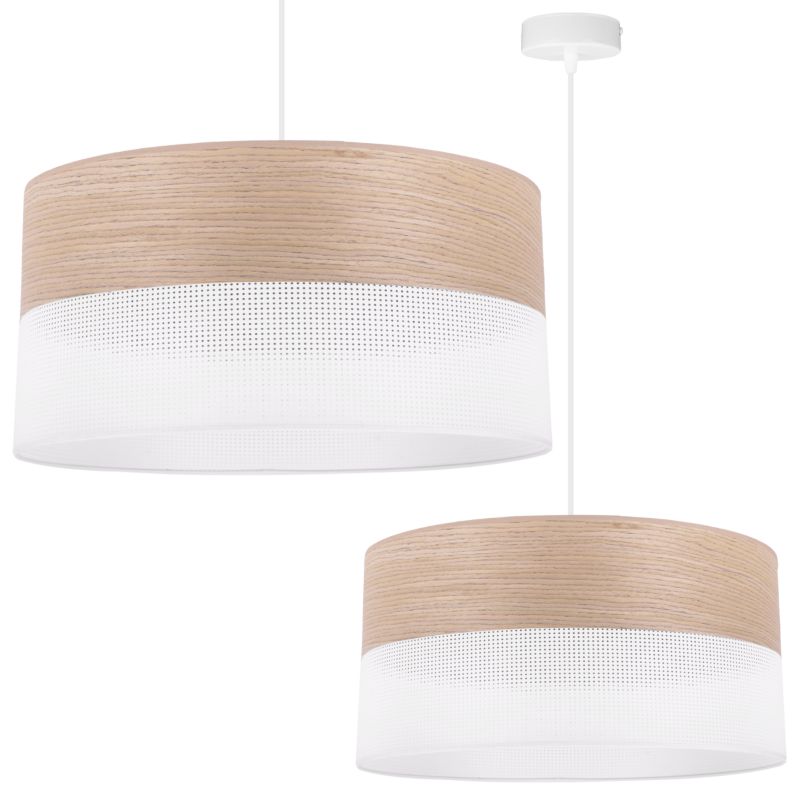 Lampa sufitowa wisząca Light Home LH Wood 1x E27 60W fornir dąb klasyczny/biały klosz 44cm 1szt.