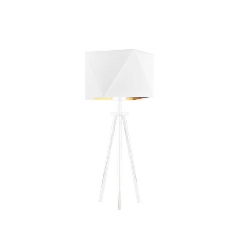 Lampka Nocna Volta Light Factory Deco Abażur Biały ze złotem Diament 1xE27 1szt.