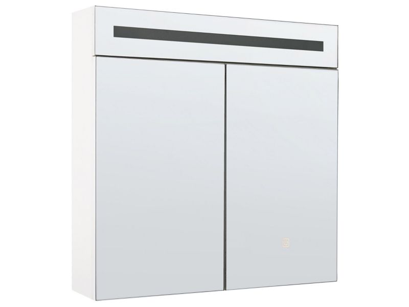 Szafka łazienkowa wisząca z lustrem LED 60 x 60 cm biała Jaramillo 1 szt.