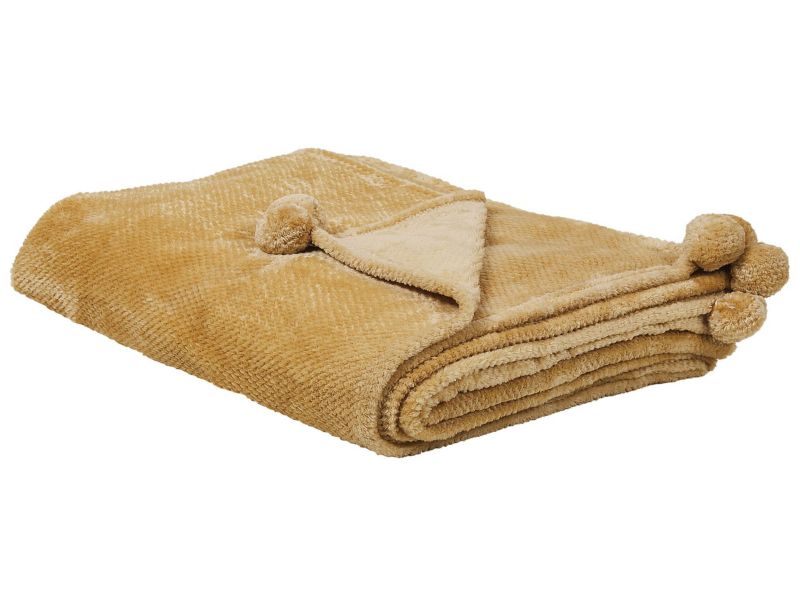 Koc Saitler 200 x 220 cm Musztardowy 1 szt.