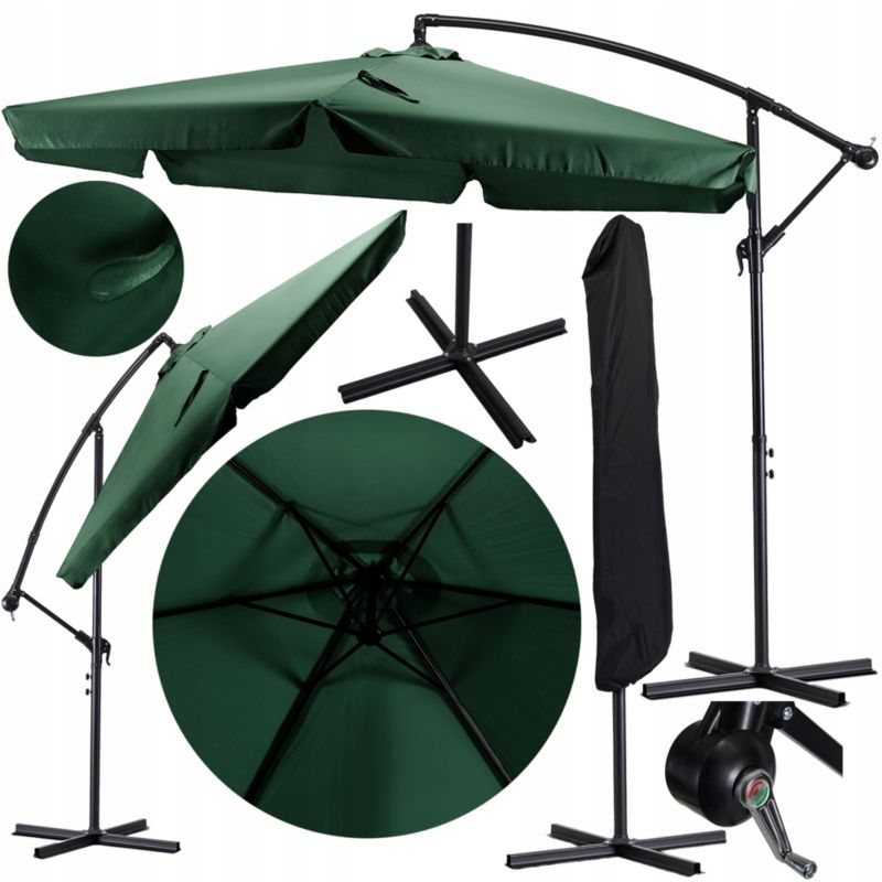 Parasol Ogrodowy Duży Składany na Taras Zielony + POKROWIEC AKRON 300cm