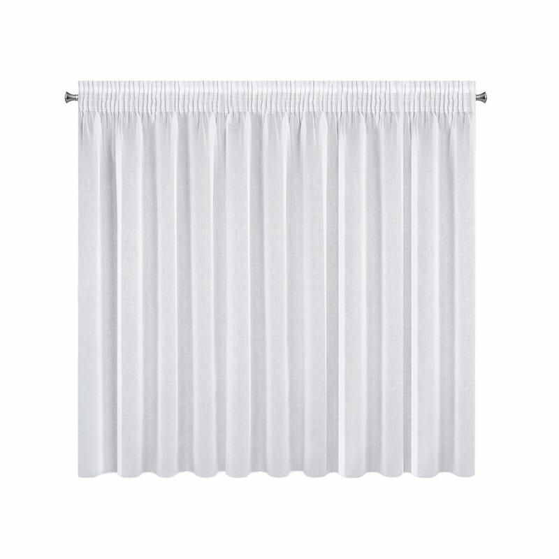 Firana ELPIDIA Eurofirany 350 x 150 cm z gładkiej matowej białej etaminy na taśmie 1 szt.