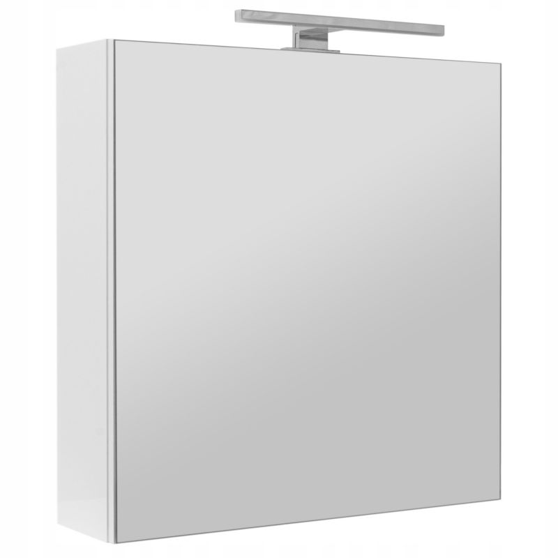 Szafka łazienkowa z lustrem MyFurni, 60 cm, biała połysk, oświetlenie LED, wisząca, lustrzana, 1 kpl.