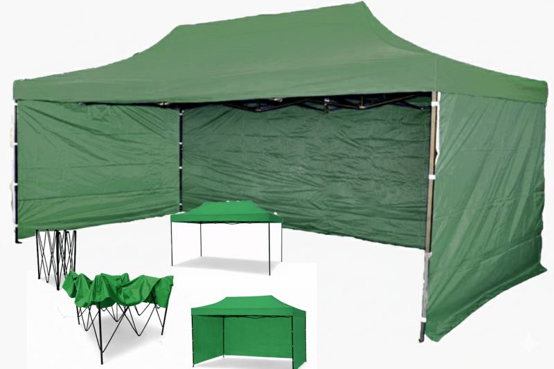 Namiot Handlowy 3x4,5 Mocne Namioty 38 kg Pawilon ekspresowy ogrodowy targowy składany automatyczny imprezowy Zielony 1 szt.