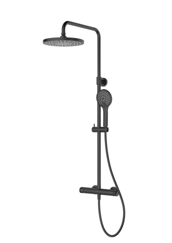 Zestaw prysznicowy Oltens Vatten czarny mat termostatyczny z deszczownicą 1 szt.