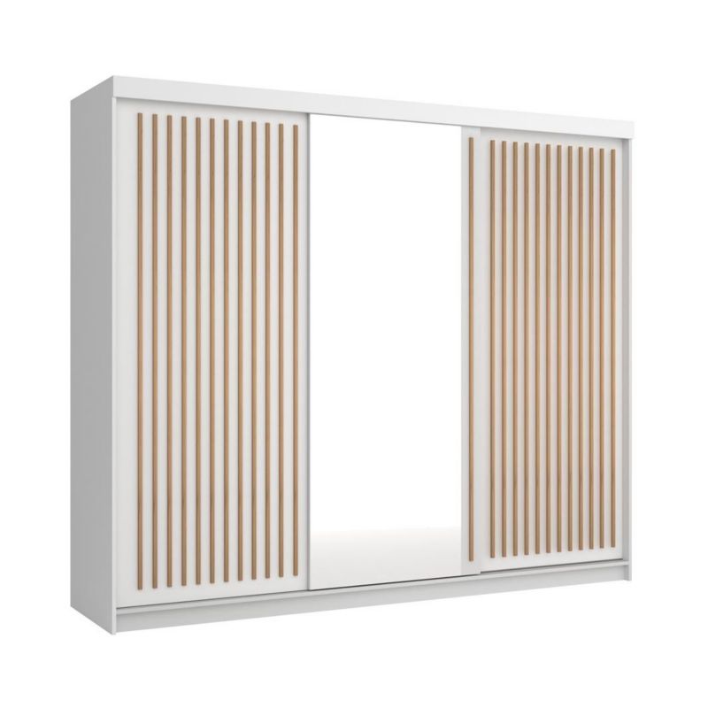 Szafa przesuwna Bettso Lay 250 cm designerska z lamelami w kolorze dąb wotan biały 1szt.