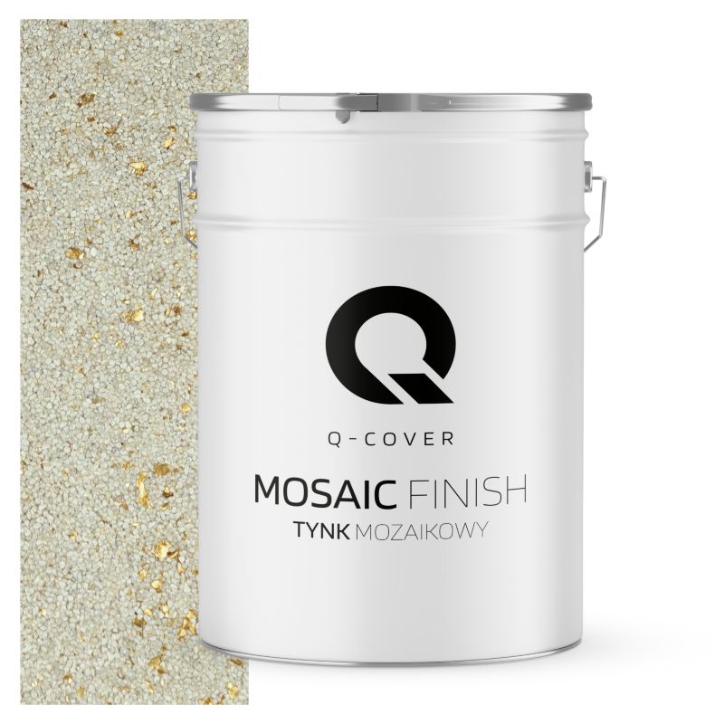 Tynk Mozaikowy Q-Cover Biały ze złotą miką M08 25KG