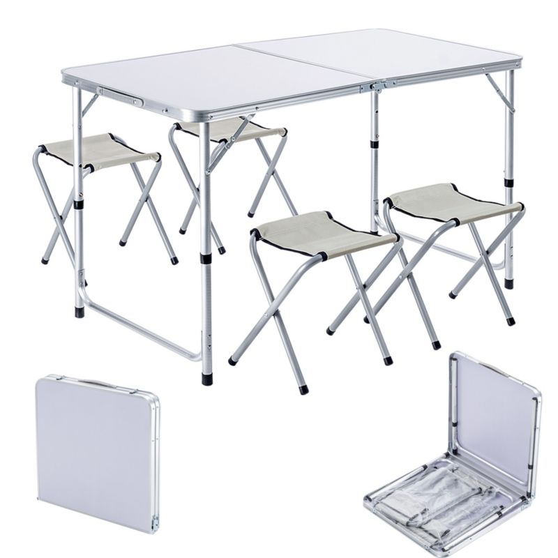 Zestaw Turystyczny KADAX Stół Składany 120cm + 4 Krzesła 5W1 Kempingowy Grill 1szt.