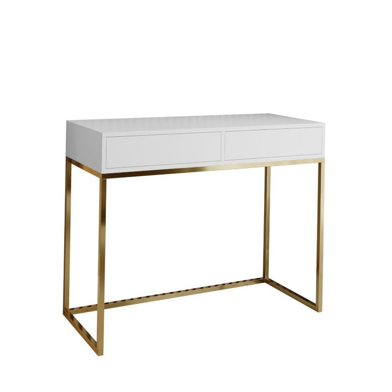 Toaletka z szufladami Bettso Cubic 80 cm w loftowym stylu na złotym stelażu biały 1szt.