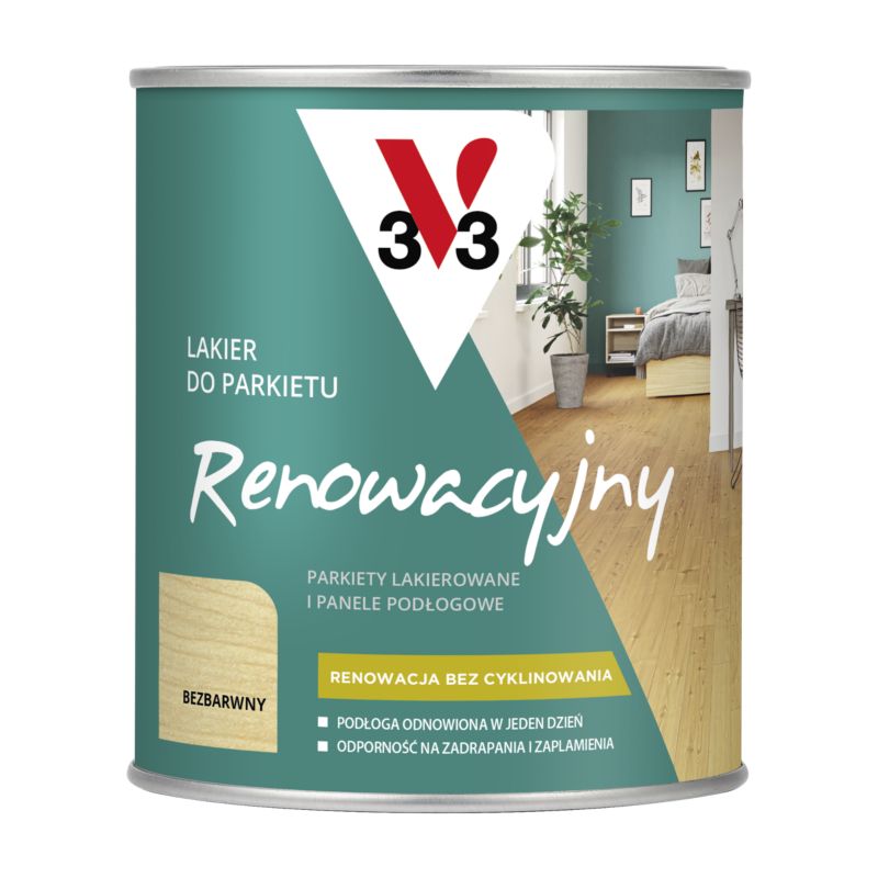 Lakier renowacyjny do parkietu V33 bezbarwny satynowy 0,75 l