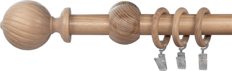 Karnisz pojedynczy drewniany 200 cm lakierowany jesion