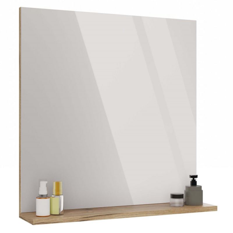 Lustro łazienkowe z półką Topeshop Tigo dąb evoke do łazienki przedpokoju 14x60x61,5 cm 1 szt