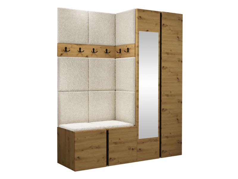 Garderoba MIRJAN 24 Orion XII dąb artisan/czarny + beżowa bukla 1 kpl.