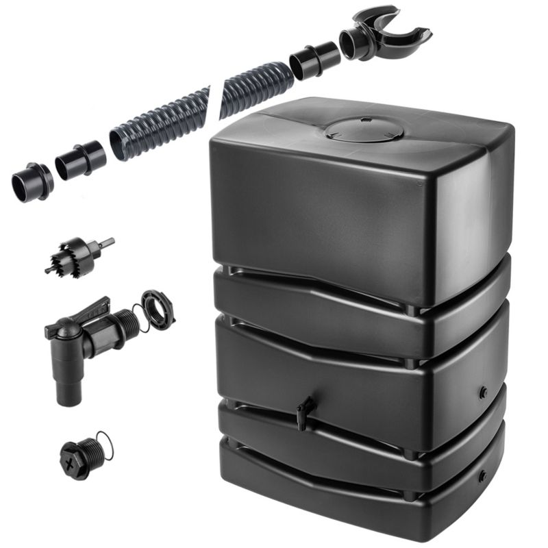 Zbiornik Na Deszczówkę Kadax 450L Wodę Beczka Z Kranem Antracyt 1 szt.