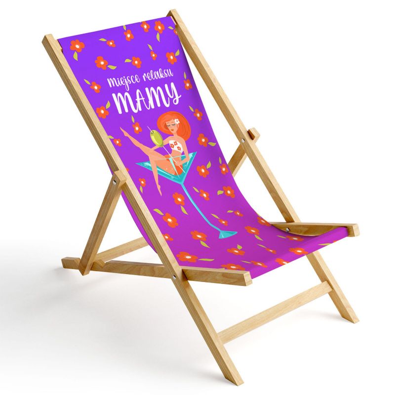 Leżak ogrodowy Ferocity drewniany składany Miejsce relaksu mamy kieliszek 1 szt.