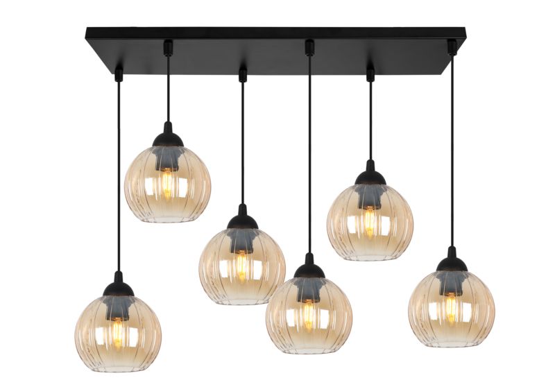 Lampa sufitowa wisząca Light Home LH Costa 6x E27 60W czarny/miodowy 1szt.