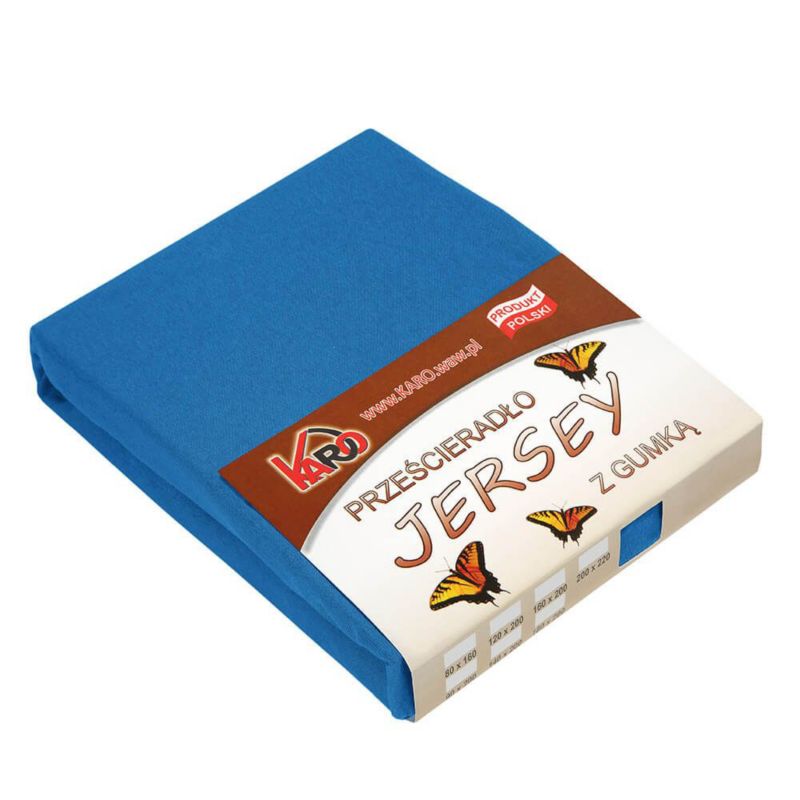 Prześcieradło jersey z gumką KARO 140x200 chabrowe 1 szt.