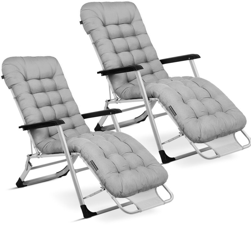 Leżak ogrodowy z poduszką Sofotel 162x60x75 cm plażowy składany na taras balkon 2 szt.