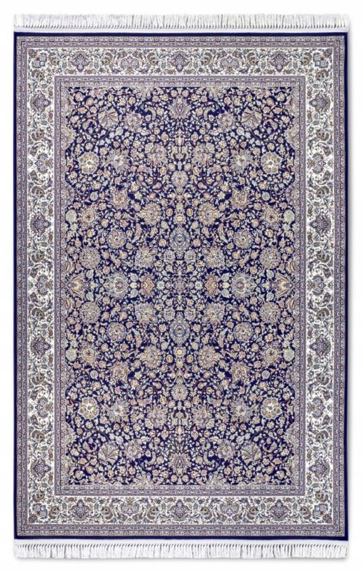 Dywan Villeroy&Boch tradycyjny do salonu 128x190c,klasyczny niebiesko kremowy z frędzlami 1 szt.