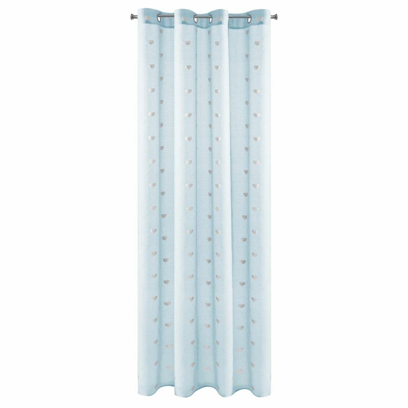Firana BENAY Eurofirany 140x250 cm błękitna z nadrukowamymi serduszkami 1 szt.
