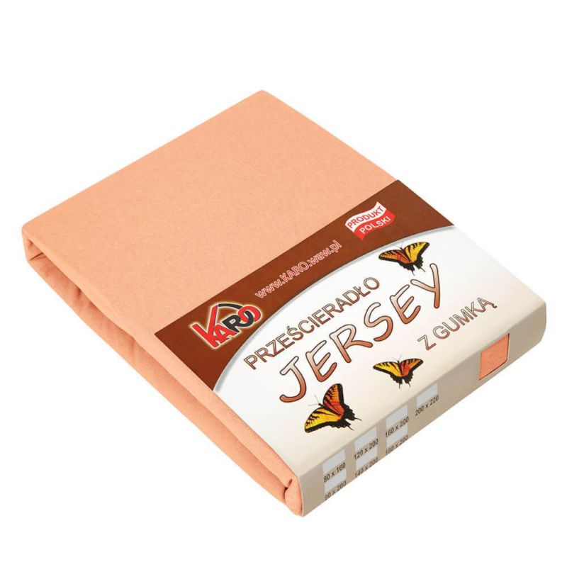 Prześcieradło jersey z gumką KARO 140x200 morelowe 1 szt.