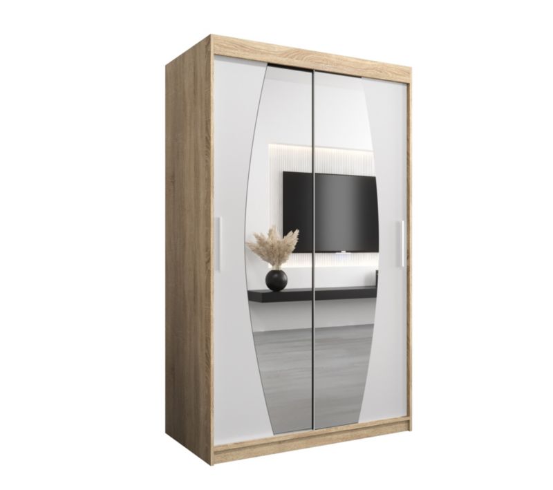 Szafa przesuwna Garderoba Abiks ELYPSE 120 dąb sonoma +biały mat 1 szt.