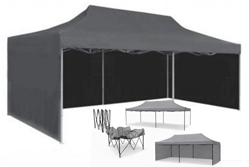 Extra Namiot ogrodowy 3x6 Mocne Namioty 60 kg Pawilon Handlowy ekspresowy targowy składany automatyczny imprezowy Szary 1 szt.