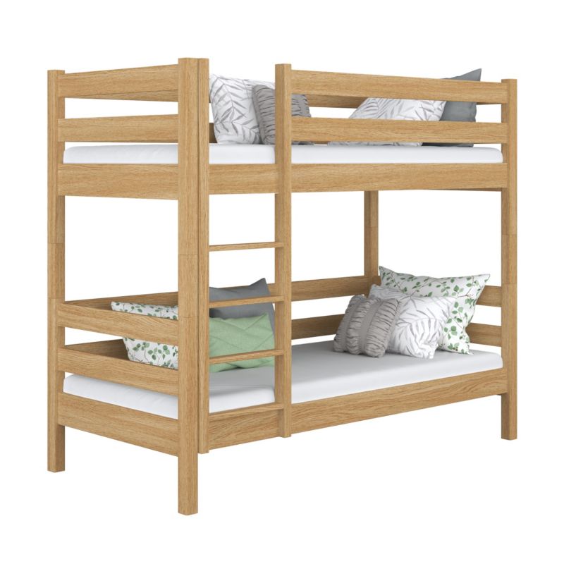 Dębowe łóżko N-WOOD piętrowe N01 dąb naturalny 80x180 1szt.