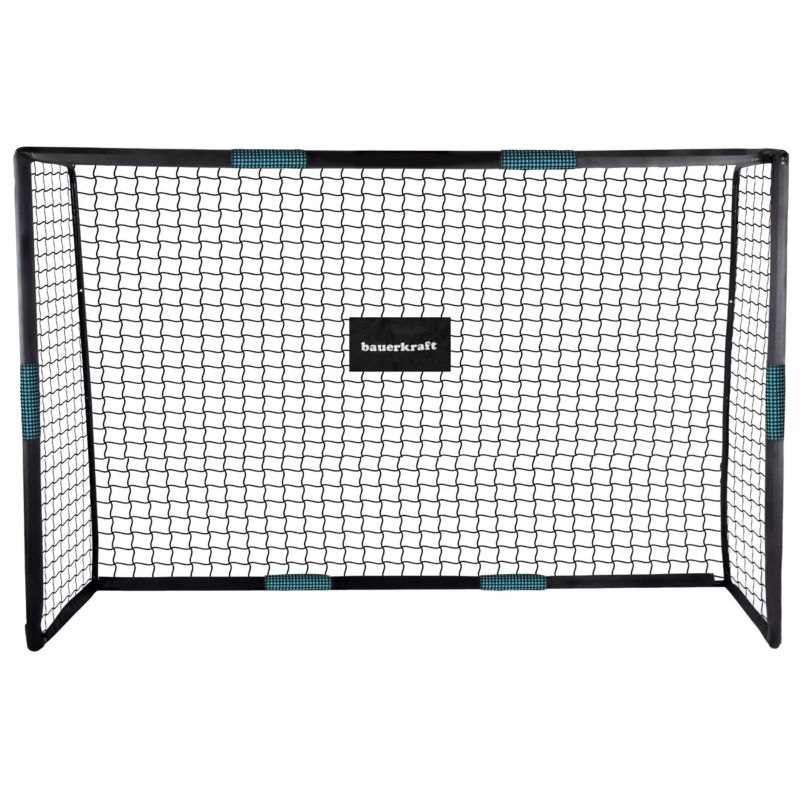 Metalowa bramka piłkarska Bauerkraft z siatką treningową 180x120x60 cm czarno-niebieska 1 szt.
