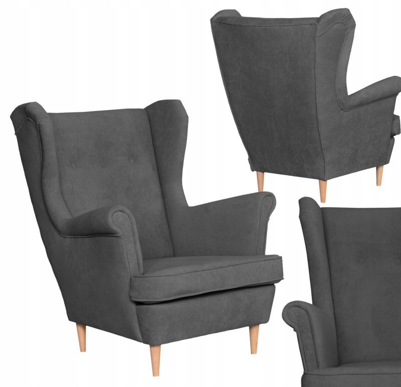 Fotel uszak do salonu Family Meble Hunter szary 1szt