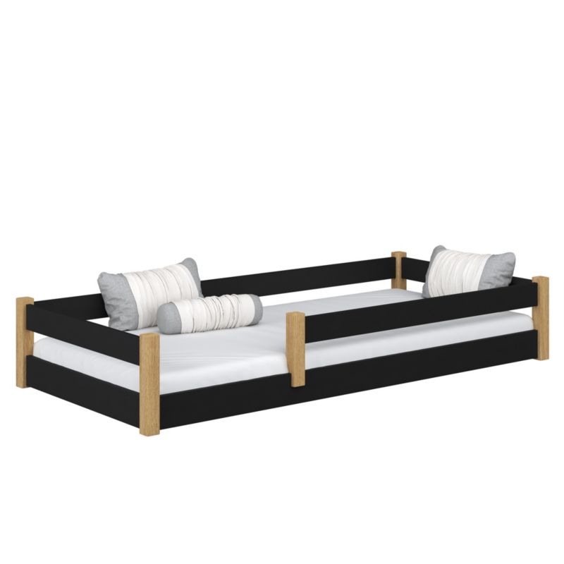 Drewniane łóżko N-WOOD niskie N02 czarno dębowy 80x180 1szt.