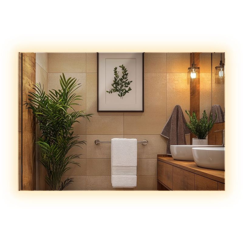 Lustro Prostokątne LED ArtPrintCave 60 x 40 cm Podświetlane Ciepłe Wiszące Do Sypialni i Garderoby Na Ścianę 1 szt.