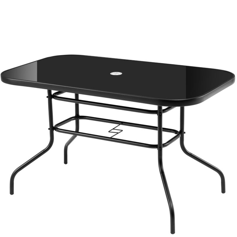 Stół ogrodowy Bauerkraft, szklany 120x70 cm, otwór na parasol, czarny 1 szt.