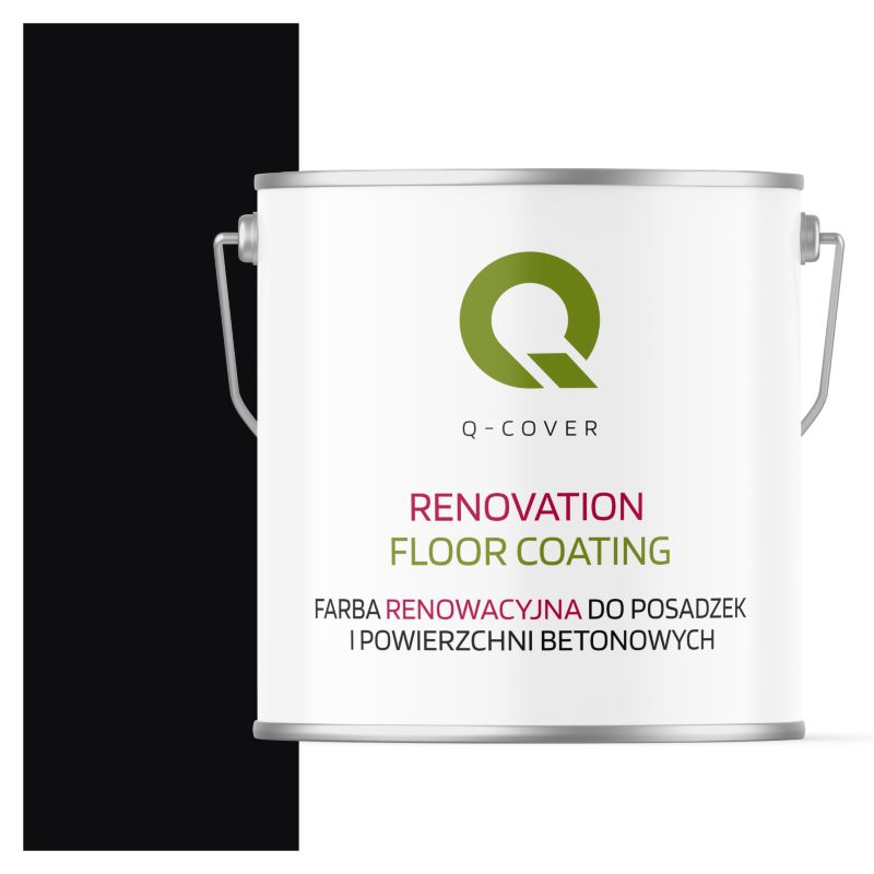 Farba Renowacyjna do Posadzek i Powierzchni Betonowych Q-Cover Czarny RAL9005 Wysoki Połysk 5L
