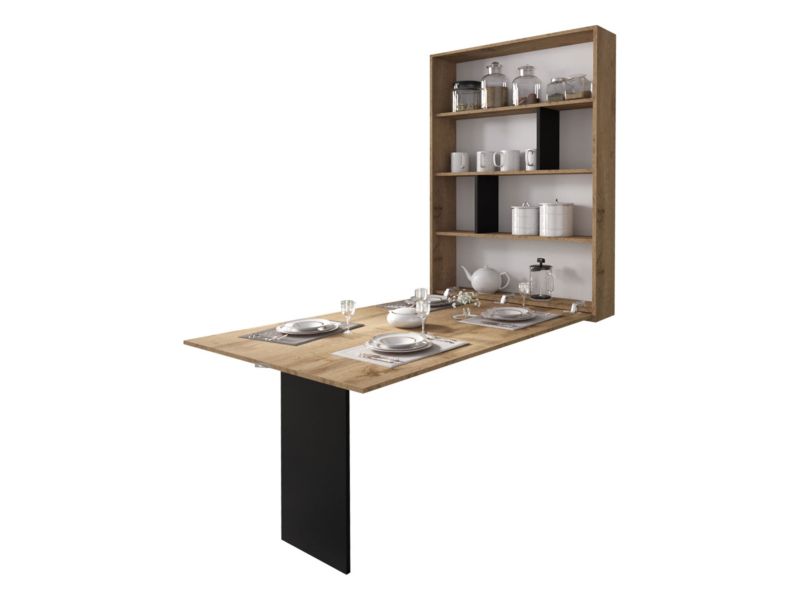 Stół wiszący ścienny MIRJAN 24 Abi dąb wotan / czarny 1 szt.